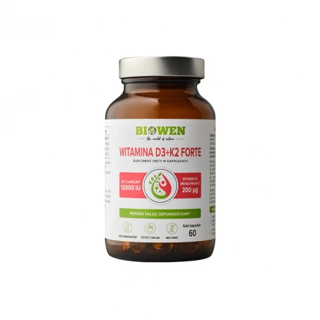 Witamina D3 + K2MK7 FORTE 12000 IU (60 kaps) Biowen