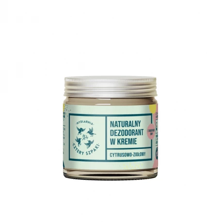 Dezodorant w Kremie Cytrusowo-Ziołowy Naturalny z Ziemią Okrzemkową z Dodatkiem Sody 60 ml Mydlarnia Cztery Szpaki