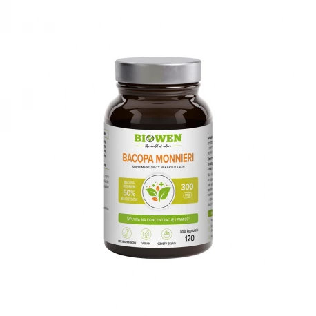 Bacopa Monnieri 300 mg 50% Bakozydów + Piperyna (120 kaps) Biowen