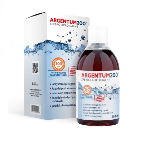 Argentum200 Niejonowe Srebro 100 ppm Płyn 500 ml Aura Herbals
