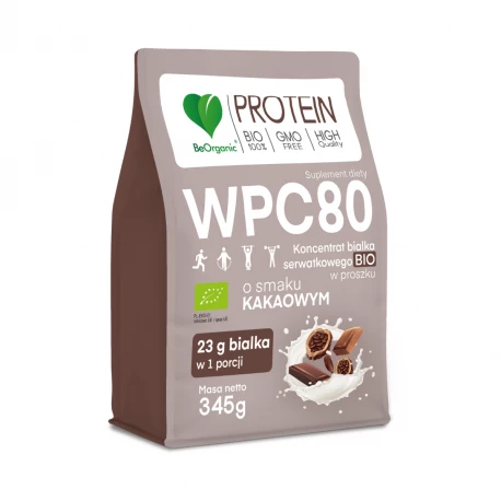Białko Serwatkowe WPC 80 Kakaowe BIO 345 g BeOrganic