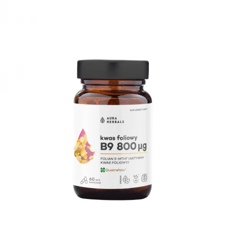 Kwas Foliowy 800 mcg Folian 5-MTHF Aktywny (60 kaps) Aura Herbals