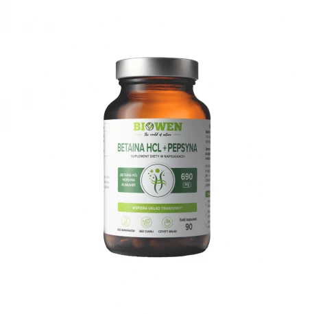 Betaina HCL + Pepsyna Rumianek Pospolity 690 mg  (90 kaps) Biowen