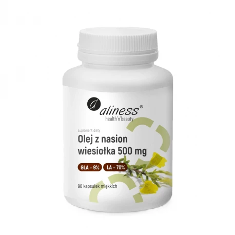 Olej z Nasion Wiesiołka 500 mg z Kwasami GLA 9% LA 70% (90 kaps) Aliness