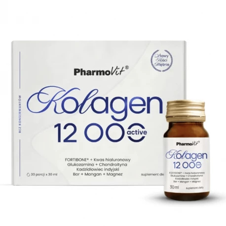 Kolagen Wołowy 12 000 mg Active Biotyna Niacynamid Witamina C (30 butelek x 30 ml) Pharmovit