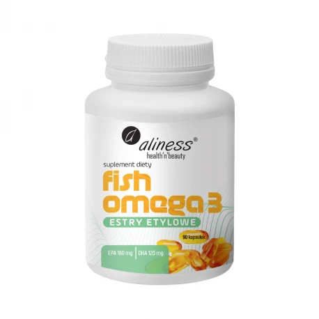 Fish Omega 3 Estry Etylowe EPA 180 mg DHA 120 mg Kwasy Tłuszczowe (90 kaps) Aliness