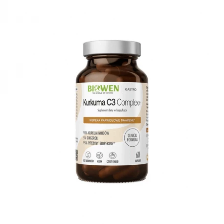 Kurkuma C3 Complex+ Kurkuminoidy Gingerole Piperyna (60 kaps) Biowen
