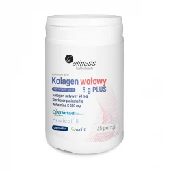 Kolagen Wołowy 5 g PLUS - Typ I + II + III Siarka OptiMSM Witamina C Proszek 158,5 g Aliness