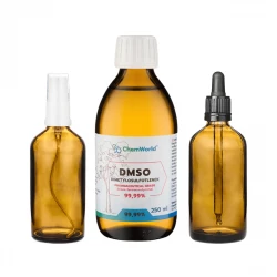 Zestaw DMSO CZDA 99,9% 250 ml + Butelki szklane z Atomizerem i Pipetą 2x100 ml ChemWorld