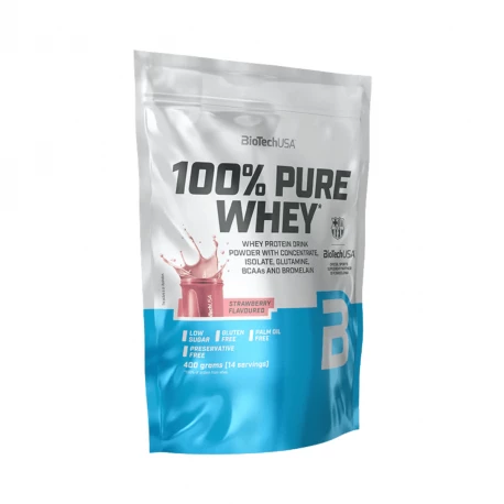 Odżywka Białkowa 100% PURE WHEY Koncentrat + Izolat - Truskawka 400 g BioTechUSA