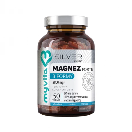 Magnez 3 Formy Forte 2800 mg - Cytrynian Magnezu + Jabłczan + Taurynian + B6 P5P (50 kaps) MyVita
