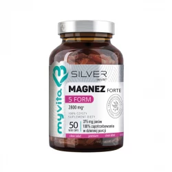 Magnez 5 Form Forte 2800 mg - Cytrynian, Jabłczan, Taurynian, Mleczan, Diglicynian + B6 P5P (50 kaps) MyVita