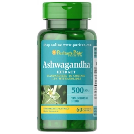 Ashwagandha 500mg (60kaps) Stres PURITANS PRIDE