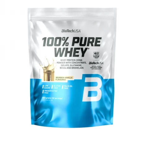 Odżywka Białkowa 100% PURE WHEY Koncentrat + Izolat - Bourbon Wanilia 900 g BioTechUSA