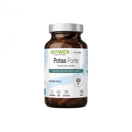 Potas Forte Cytrynian Potasu 1100 mg VEGE (100 kaps) Biowen