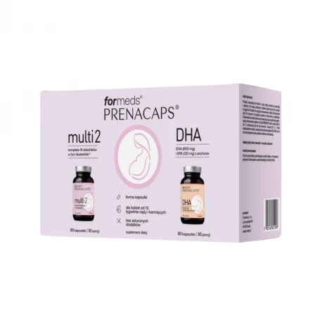 PRENACAPS Zestaw Multi 2 + DHA 2 i 3 Trymestr Ciąży (60 kaps x 2) ForMeds