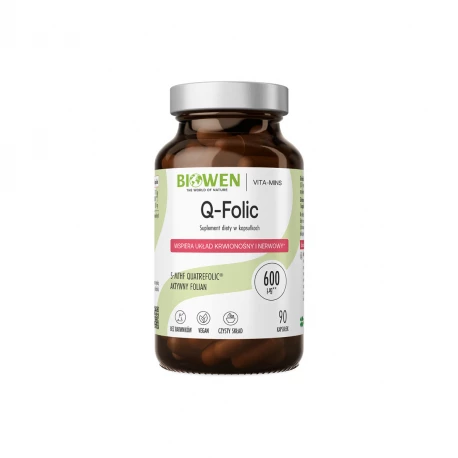 Kwas Foliowy Q-folic Metylofolian 5-MTHF 600 µg (90 kaps) Biowen