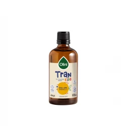 Tran Kids dla Dzieci Pomarańczowy Olej z Wątroby Dorsza Omega 3 DHA EPA Witamina D3 A 100 ml Olini