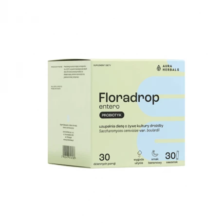 Floradrop Entero Probiotyk Saccharomyces Boulardii 5 mld o Smaku Bananowym (30 sasz) Aura Herbals