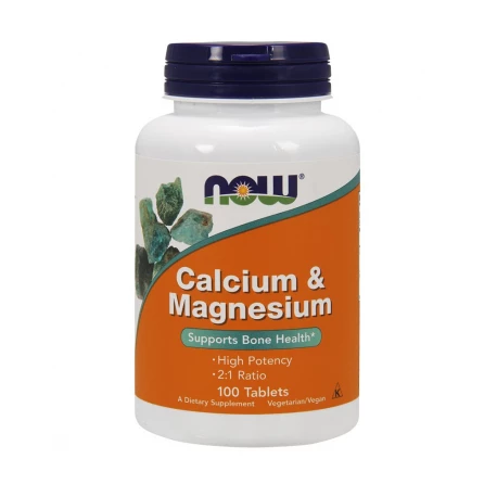 Calcium & Magnesium Wapń i Magnez 2:1 (100 tab) Now Foods