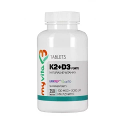 Witamina K2 MK-7 z Natto + D3 z Lanoliny (250 tab) Forte MyVita