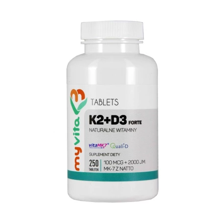 Witamina K2 MK-7 z Natto + D3 z Lanoliny (250 tab) Forte MyVita