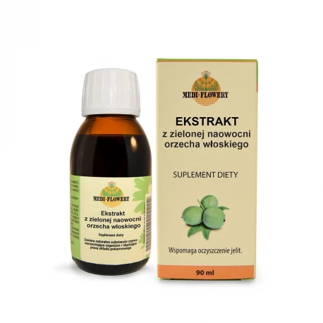 Ekstrakt z Zielonej Naowocni Orzecha Włoskiego 90 ml Jelita Trawienie Medi-Flowery