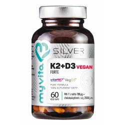 Witamina K2 MK-7 100 mcg + Veg D3 2000 IU VEGAN FORTE Wege (60 kaps) Silver Myvita