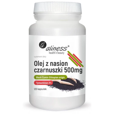 Olej z Czarnuszki 500 mg (120 kaps) 2% Tymochinon Aliness