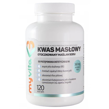 Kwas Masłowy Otoczkowany Maślan Sodu 360 mg (120 kaps) MyVita