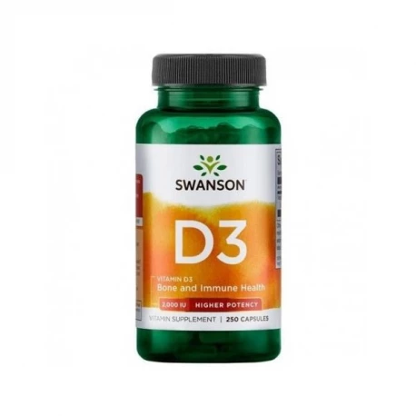 Witamina D3 2000IU High Potency Cholekalcyferol (250 kaps) Swanson