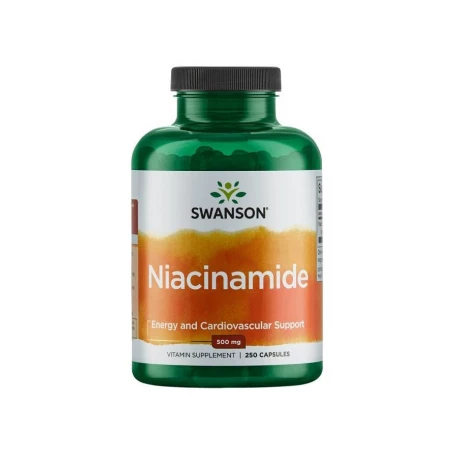 Niacyna Amid Kwasu Nikotynowego 500 mg (250 kaps) Witamina B3 Swanson