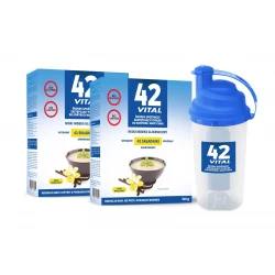 Zestaw 2 x 42 VITAL Niskokaloryczna Dieta Smak waniliowy 510g (1020g) + SHAKER Aliness