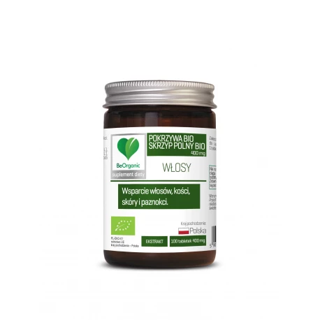 Pokrzywa + Skrzyp BIO 400 mg (100 tab) WŁOSY BeOrganic