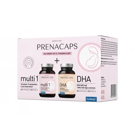 PRENACAPS Zestaw Multi 1 + DHA 1 Trymestr Ciąży (60 kaps x2) ForMeds