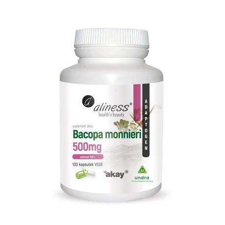 Bacopa Monnieri Brahmi Ekstrakt 50% Bakozydów (100 kaps) UNDRA Aliness