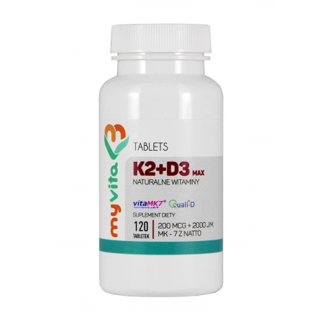 Witamina K2 MK-7 200 mcg + D3 (120 tab) MAX Myvita