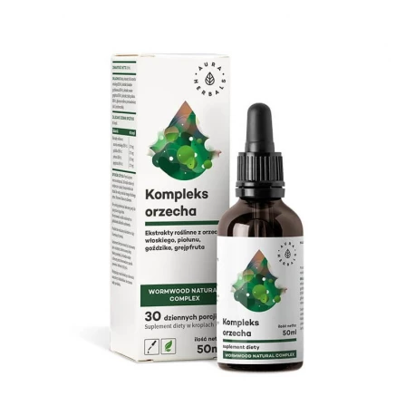 Kompleks Orzecha Ekstrakty Roślinne na Trawienie Krople 50 ml w Płynie Aura Herbals