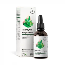 Pokrzywa Zwyczajna Ekstrakt Roślinny 1000 mg Krzemionka 10 mg Krople 50 ml w Płynie Aura Herbals