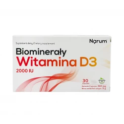 Biominerały Wapń + Witamina D3 2000 IU (30 kaps) Narum