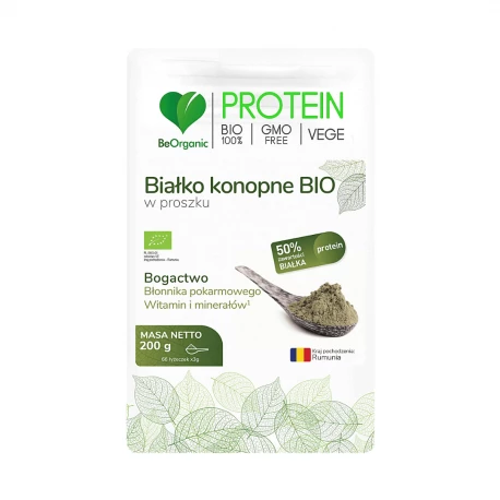 Białko Konopne Bio 50% Protein Proszek 200 g BeOrganic