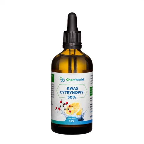 Kwas Cytrynowy 50% Aktywator Roztwór 100 ml Szklana Butelka ChemWorld