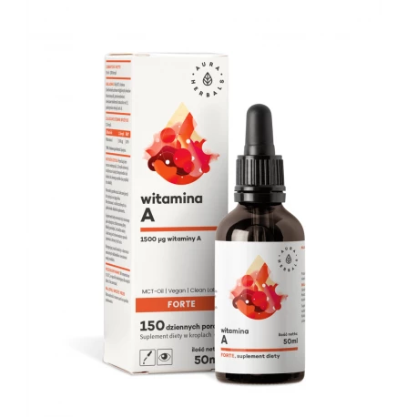 Witamina A 1500 mcg + Olej MCT Clean Label Vege w płynie 50 ml Krople Aura Herbals