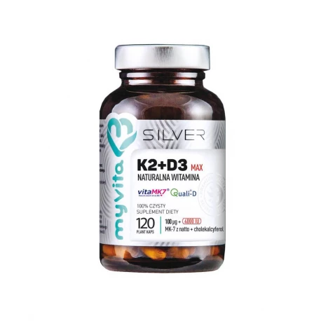 Witamina K2 + D3 MAX 100 mcg + 4000 IU (120 kaps) Silver Myvita
