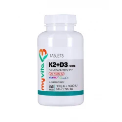 Witamina K2 + D3 Forte 100 mcg + 4000 IU (250 tab) Myvita