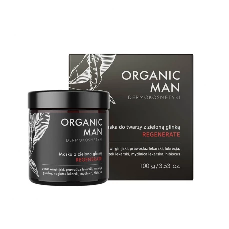 Organic Man Maska do Twarzy z Zieloną Glinką REGENERATE 100 g dla Mężczyzn Organic Life