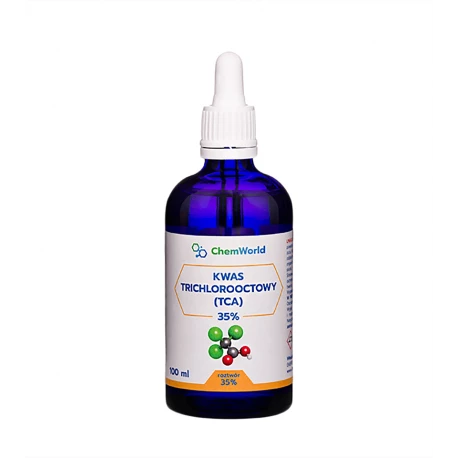TCA Kwas Trichlorooctowy 35% Roztwór 50 ml Szklana Butelka z Pipetą ChemWorld