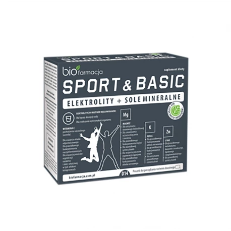 Elektrolity + Sole Mineralne Sport & Basic Acerola Sód Magnez Potas Cynk (14 saszetek) Biofarmacja