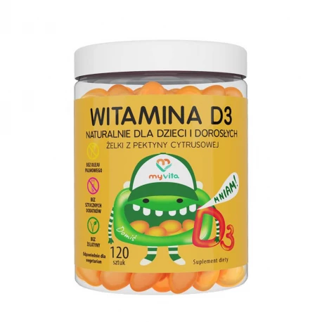 WITAMINA D3 Naturalne Żelki z witaminą D3 dla dzieci i dorosłych (120 szt) MyVita