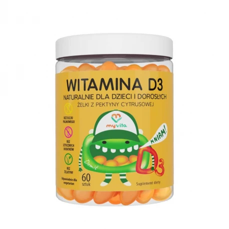 WITAMINA D3 Naturalne Żelki z witaminą D3 dla dzieci i dorosłych (60 szt) MyVita